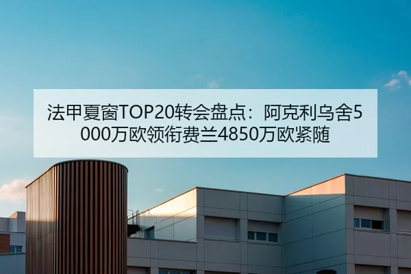 法甲夏窗TOP20转会盘点:阿克利乌舍5000万欧领衔费兰4850万欧紧随